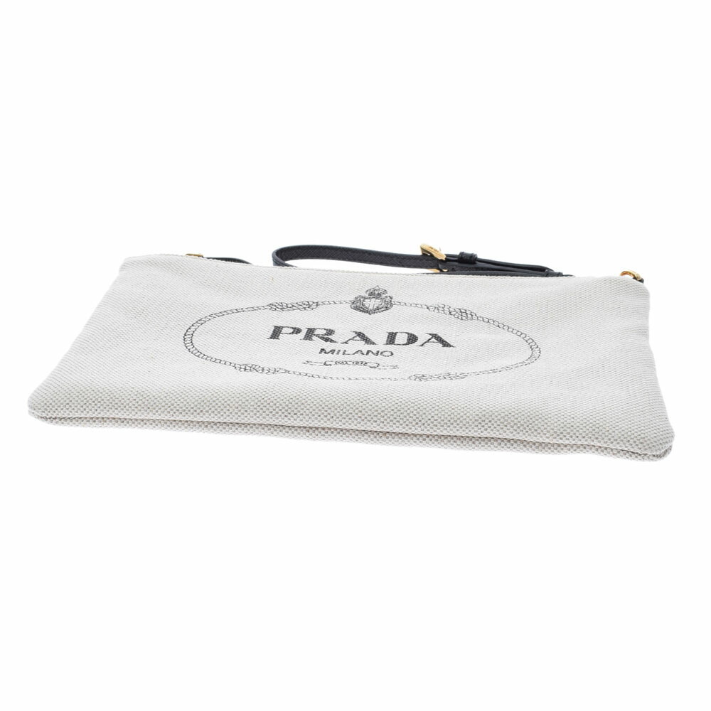 Prada Black Natural Canvas Pouch - Picture 3 of 11